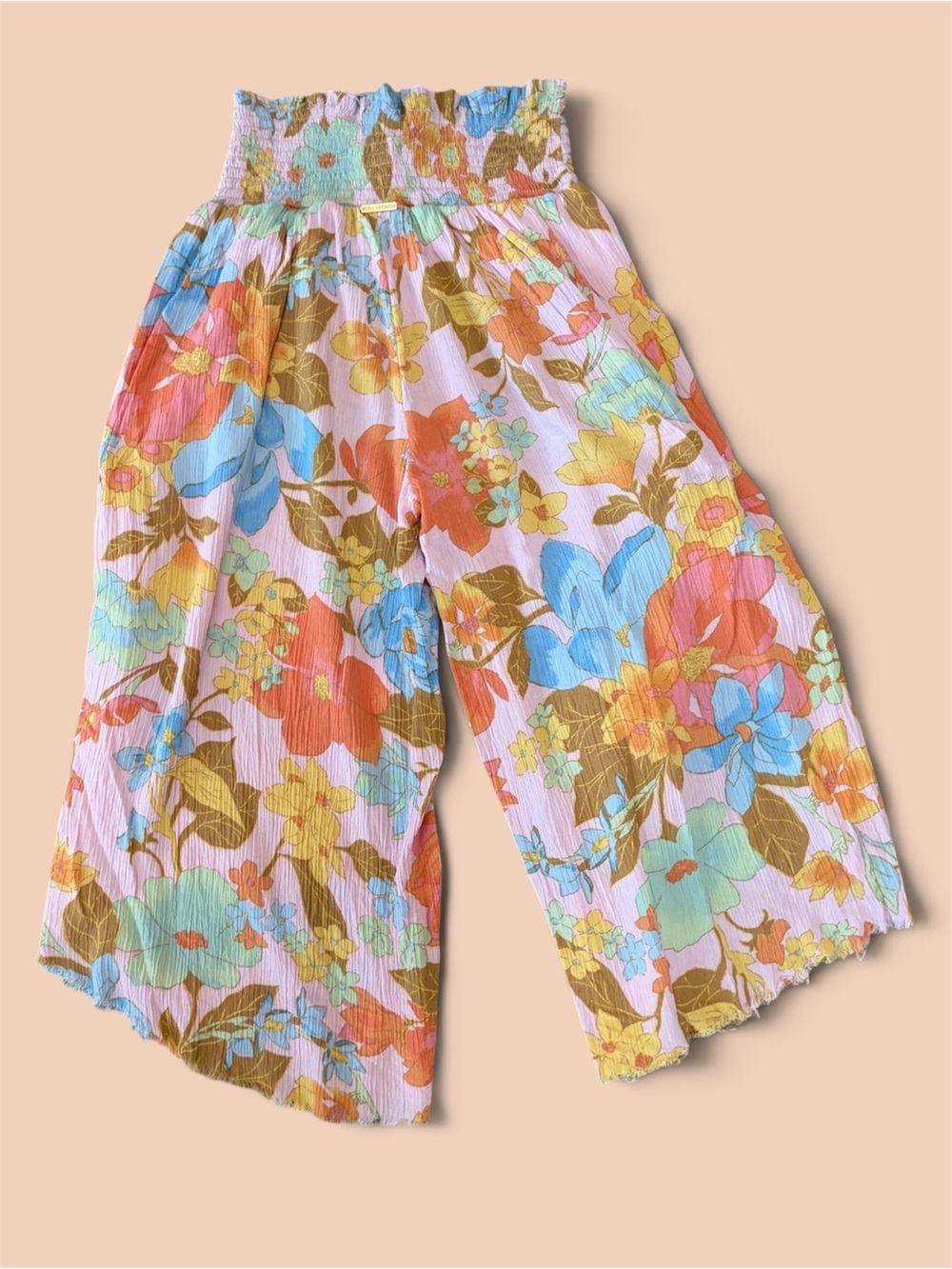 Billabong Wandering Soul Floral Wide Leg Pants Girls M Boho